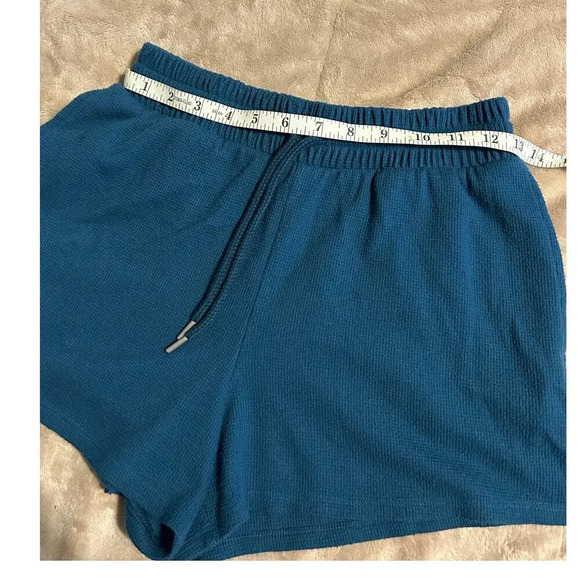 Victoria's Secret VS Sleep Shorts Size XS Teal Blue Loose Waffle Drawstring - Picture 5 of 6
